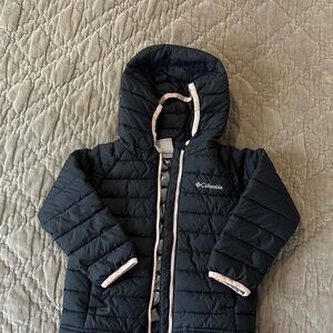 Columbia 4T Girls Black Quilted Jacket with Light Pink Accents